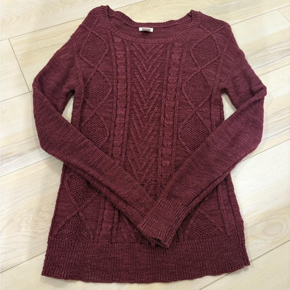 Mossimo Supply Co. XS Maroon Cable Knit Sweater